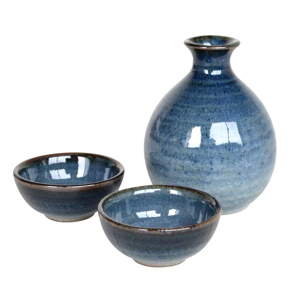 Sake Set Sake 2 Guinomi Sake Arita Indigo Hasami Made in Japan (1 Bottle, Cups) - Ware, Blue, Ware,