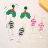Acrylic plate wine glass earrings printed pattern personality trend classic romantic celebration wine glass earrings