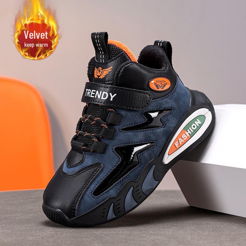 2025 Boys' Winter Sports Shoes: Cotton, Velvet-Lined, Leather-Style, Lightweight, and Warm