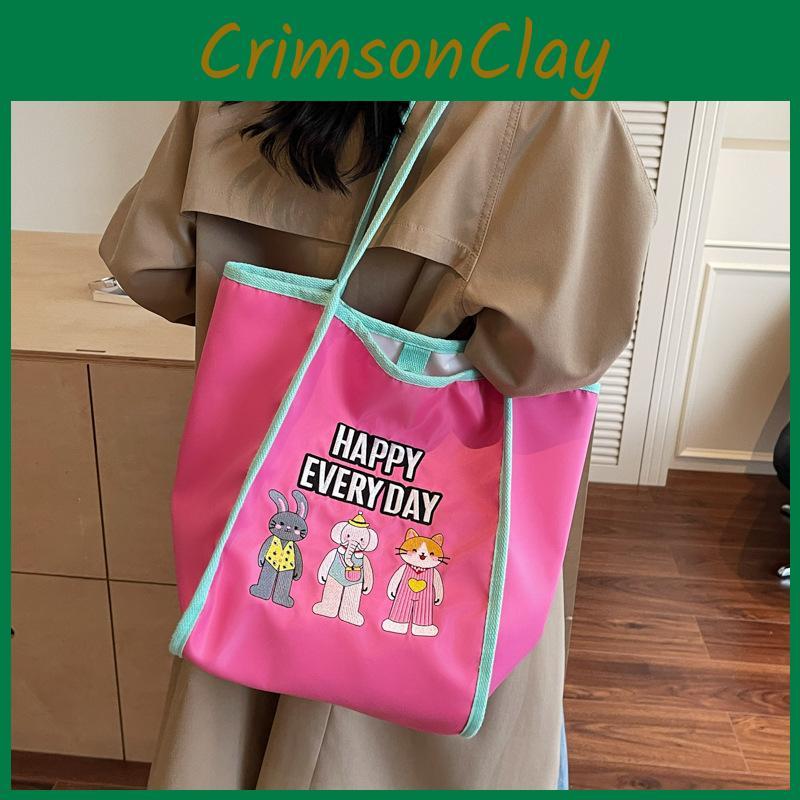 Every Happy Day Letter Large Embroidery Tote Bag Shopping Bag For Daily Use