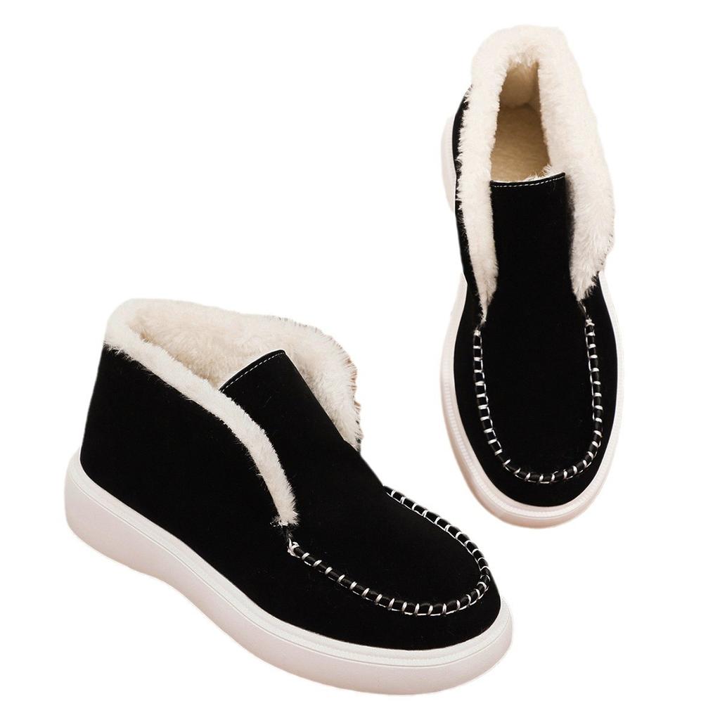 New Large-size Women's Cotton Shoes In the Winter of , New European and American Suede One-pedal Warm Snow Boots for Women