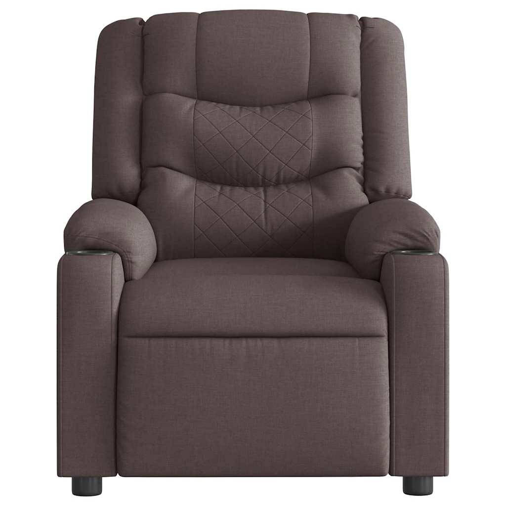 Electric Recliner Chair Dark Brown Fabric