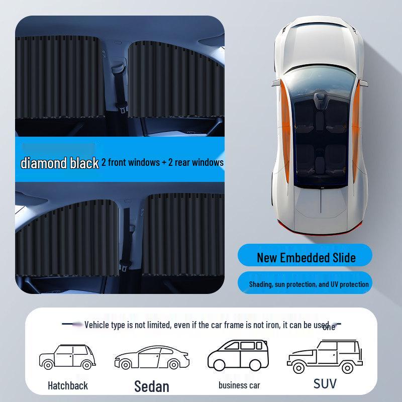 Car Sunshade Privacy Blackout Curtains for Small Vehicles with Mosquito Net