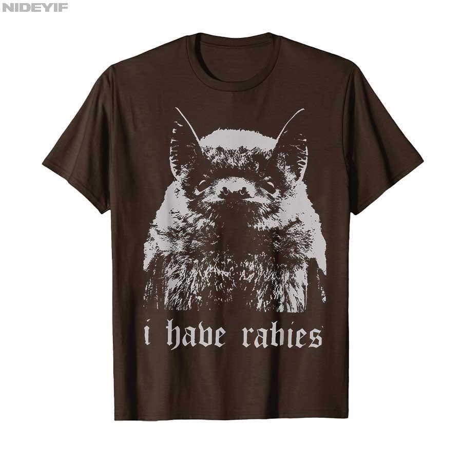 Vintage I Have Rabies Bat Funny Meme Quotes Tshirt For Men Women 100 Cotton T Shirts Short Sleeve Tops S