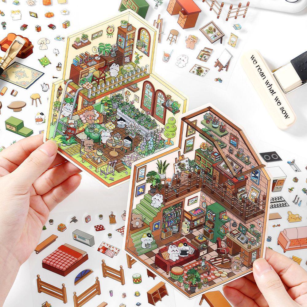 Infeel.Me My Little House 3D Scenery Stickers - Miniature Two-Layer Quiet Book Series