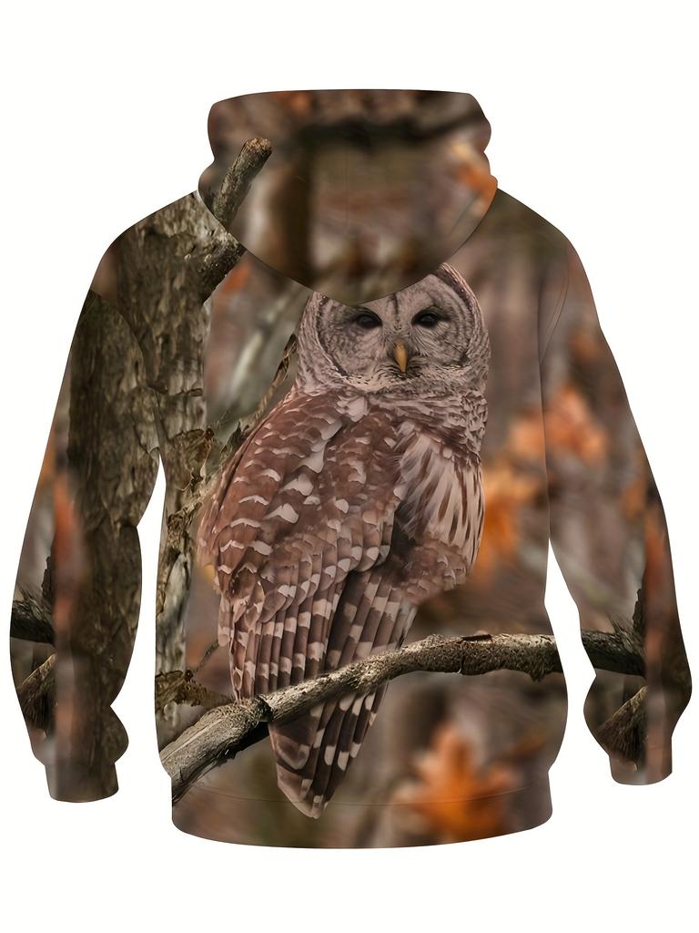 Vintage Owl Animal 3D Print Hoodies Men Fashion Hooded Owls Bird Sweatshirts Hoody Pullovers Harajuku Tracksuit  Male Clothing