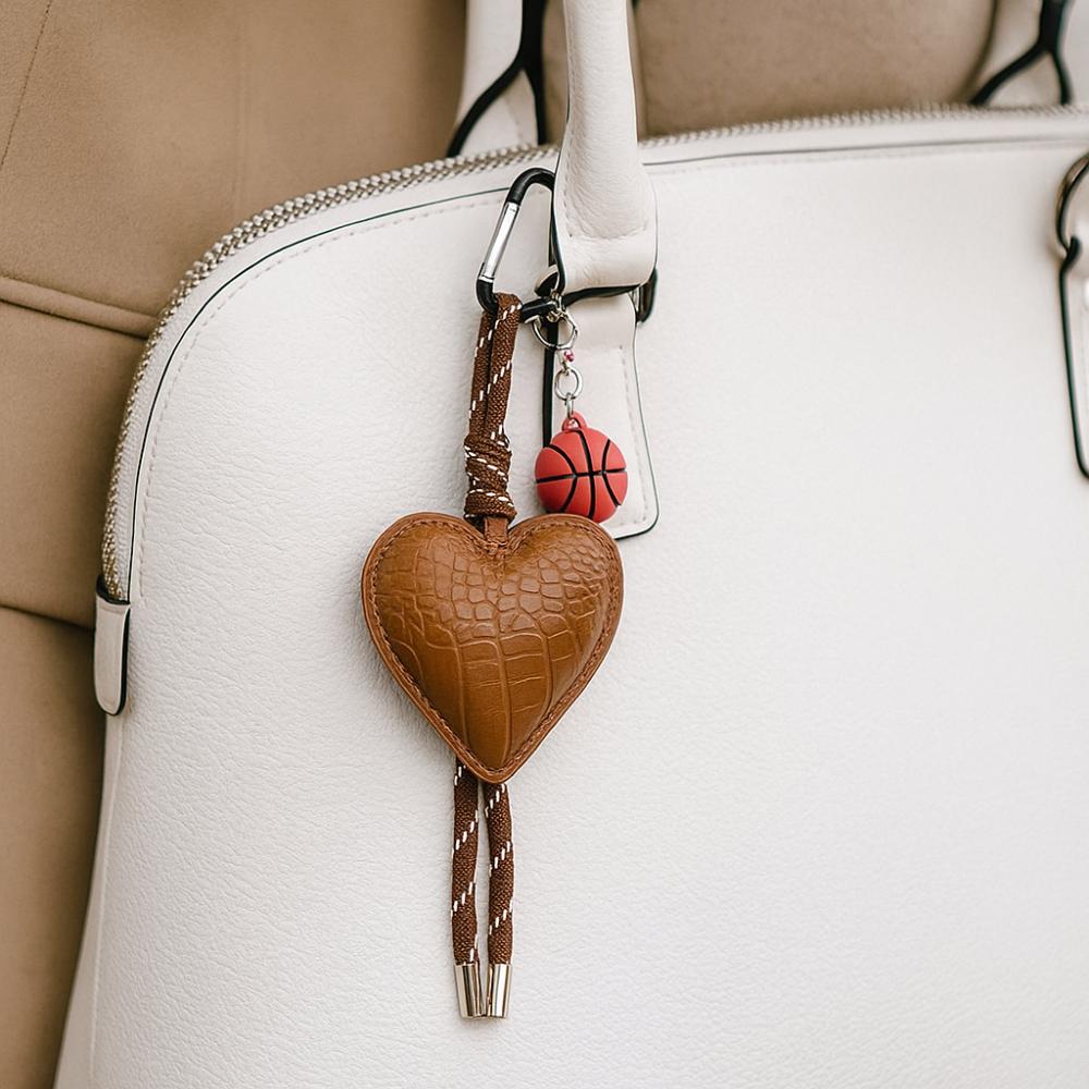 Basketball Braided Rope Car Keyrings PU Love Football Bag Charm Leather Heart Keychain  Kids Gifts