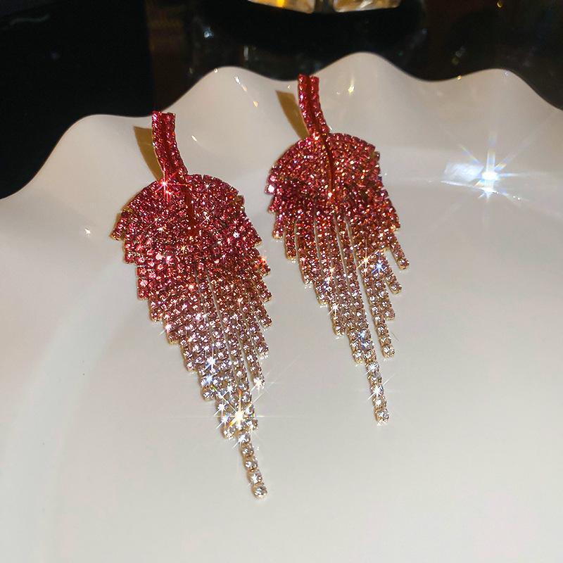 Hochwertige Silbernadel Zirkon Blume Fransenohrringe Europäische und Amerikanische Leichter Luxus Temperament Ohrringe Retro Nischenohrringe