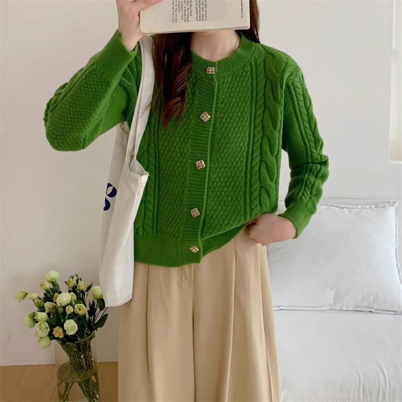 Fashion twist sweater women's coat autumn and winter new loose soft waxy temperament knitted cardigan women's clothing