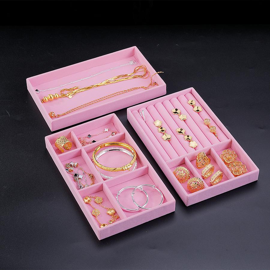 1PC, Flocking Jewelry Box Jewelry Tray, Color: Pink
