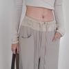 Spring 2025 Women's Wide-Leg Colorblock Casual Pants - Versatile, Loose-Fit, Straight-Leg Style