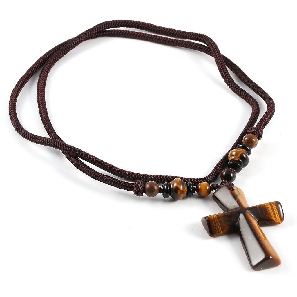 New Style Necklace 66 Cm with Cross Agate Pendant Charms for Elegant Women Wedding Clothes Jewelry