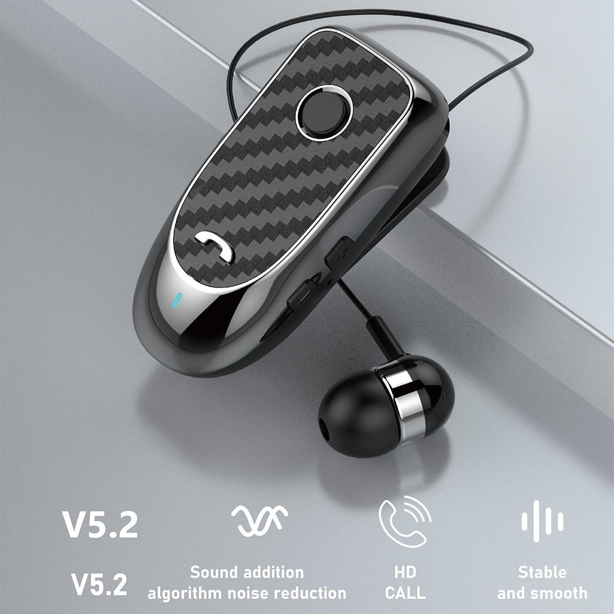 

HILEO Hi60 Clip-On Style Bluetooth-compatible Headset Single Ear Wireless Headphone Stretchable Business Earphone for Driving Black