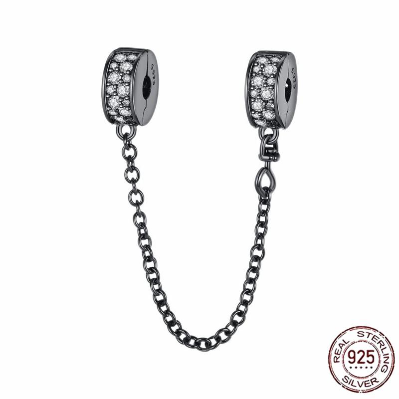 Stříbrný Křišťálový Pavé Bezpečnostní Řetízek Pevný Klip Pramen Přívěsek Vhodný pro Ženy Náramek Stříbrné Šperky Párty Narozeninový Dárek