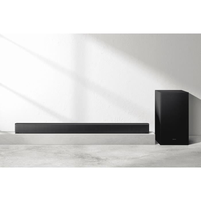 SAMSUNG HW-B66CF - Barre de son Series 3.1ch - Puissance 370W - Caisson sans fil 6,5'' - HP Central - Adaptative Sound Lite