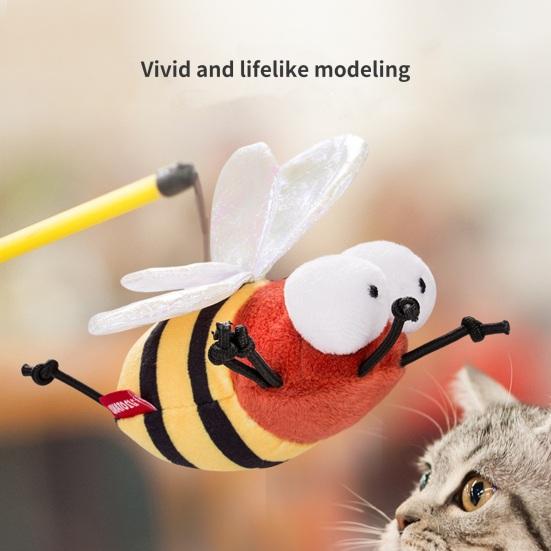 1 Set Cat Teaser Toy Vivid Exquisite Relieve Boredom Bee Shape Pet Cat Plush Squeaky Toy Pet Supplies