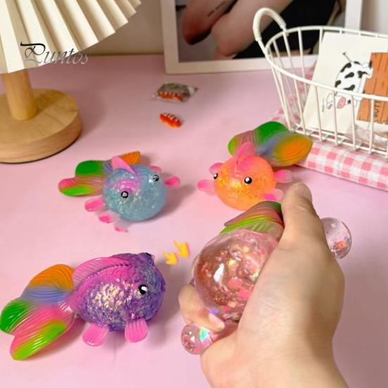 Fish Squeeze Toy Glitter Powder Stress Anxiety Relief Slow Rising Simulation Sensory Soft TPR Calming Animal Fidget Office Desk