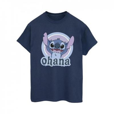 Womens/Ladies Lilo And Stitch Ohana Circle Cotton Boyfriend T-Shirt