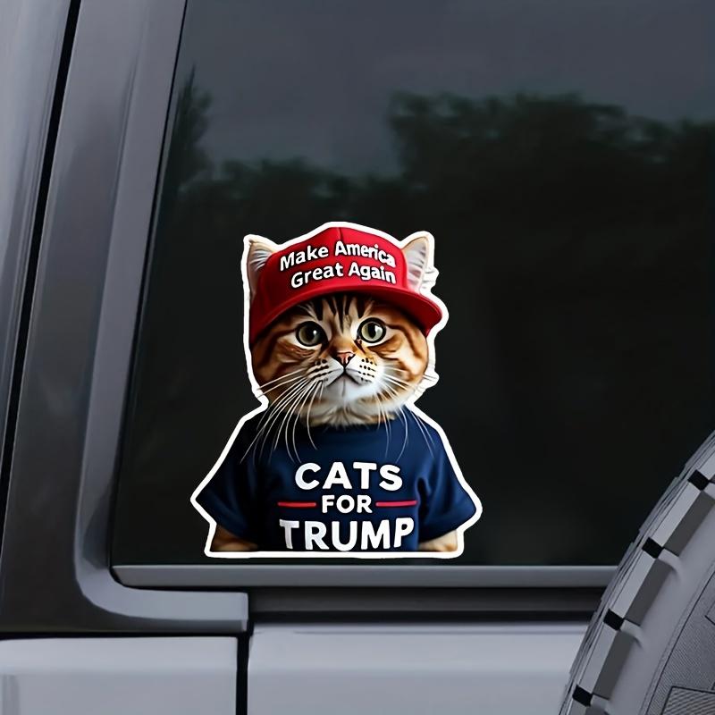 1pc Cartoon Cat for Trump Car Stickers Waterproof for Window Trunk Laptop Vinyl Decals Scratches Cover Funny Auto Decoration