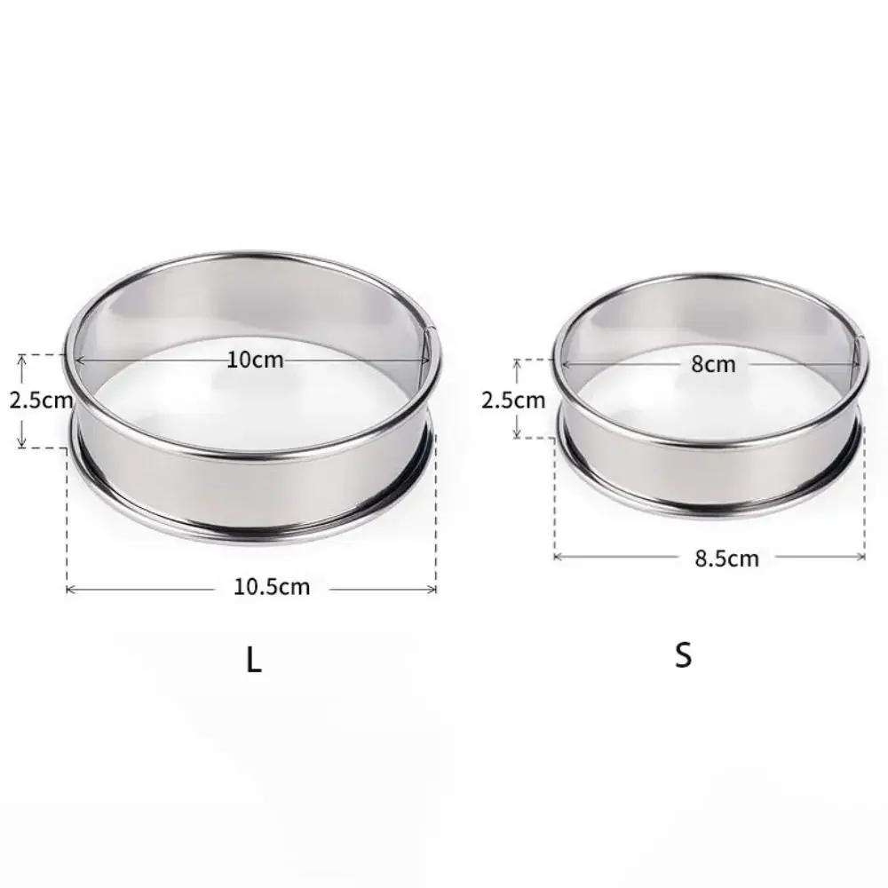 Nuovo Cerchio per Cottura in Acciaio Inossidabile Doppio Bordato Stampini per Biscotti Anello per Uova Circolare 10cm 8cm Anelli da Cucina Anello per Muffin Cucina