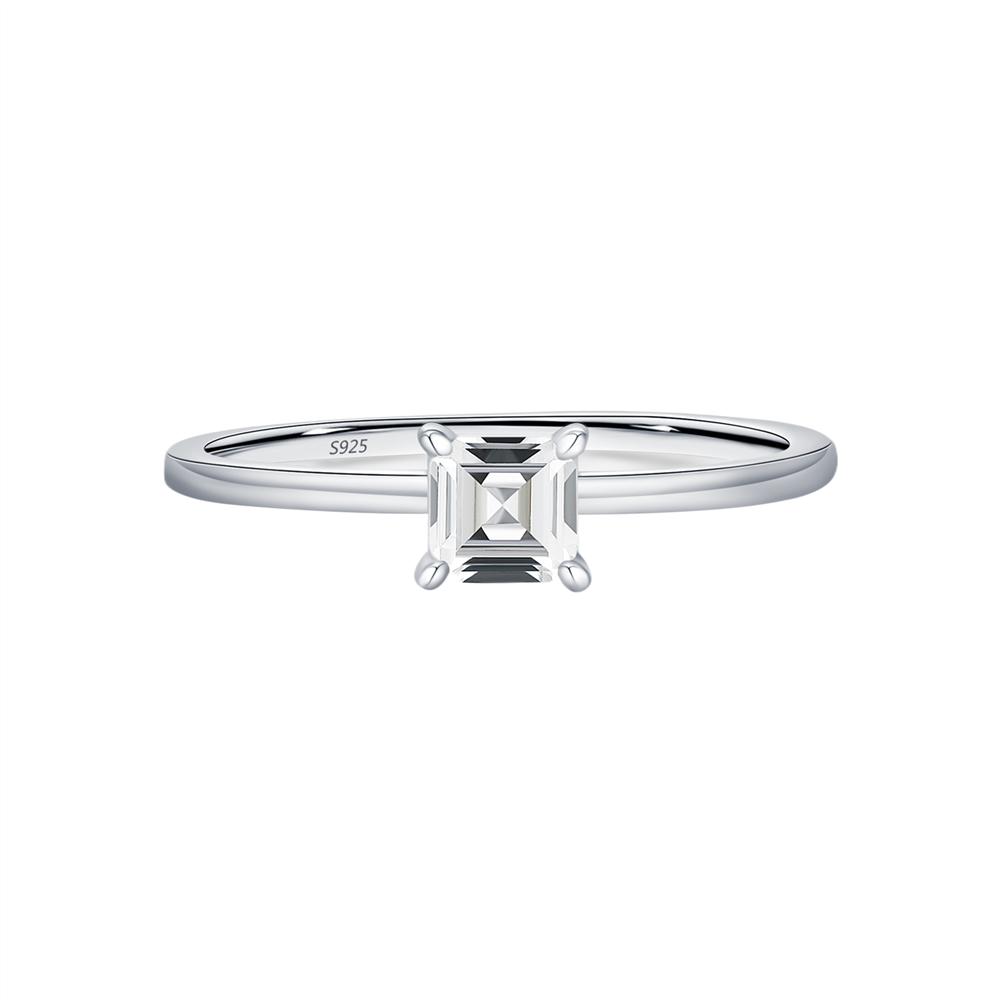 925 Sterling Silver Trendy Asscher Cut D Color Moissanite Finger Rings for Women Wedding Engagement Statement Jewelry