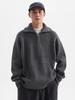 Men's High-Neck Half-Zip Thick Knit Sweater, Retro Loose-Fit Pullover for Autumn/Winter