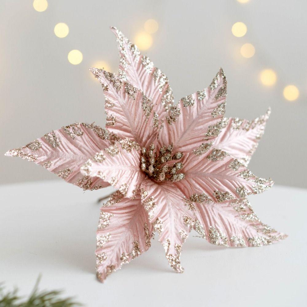 Multi-color Artificial Christmas Flowers Handmade Christmas Tree Accessories New Year Gift
