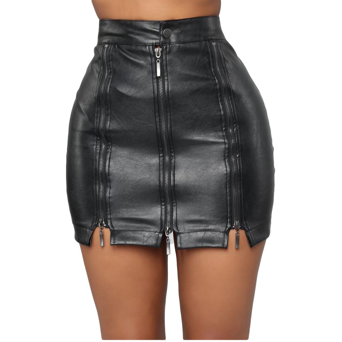 

Women s High-Waist Black Leather Mini Pencil Skirt M чорний