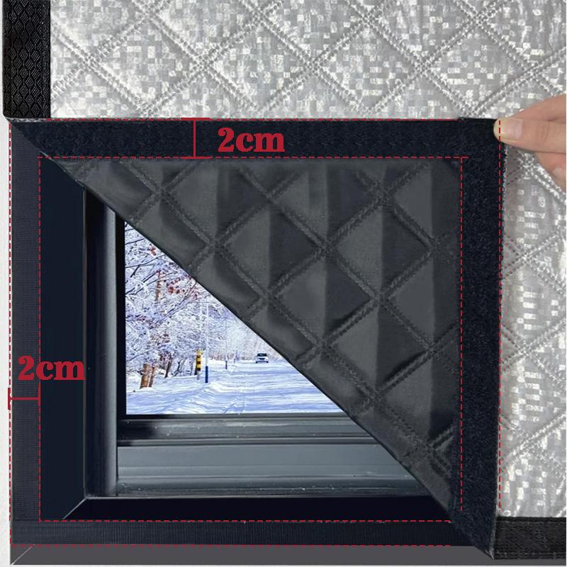 2025 Window Windproof, Warm Curtain, Cold Double Thick Blackout Curtain, Soundproof Cotton Window,black Whole Piece,can Be Customized