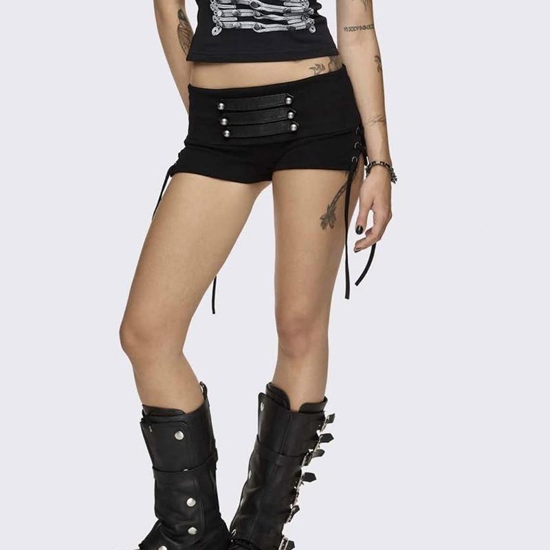 European and American Summer New Hot-selling American Streamer Personalized Fashion Medium and High Waist Breasted Design Shorts