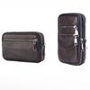 Genuine Leather Men’s Waist Bag, Double Zipper Multi-Zipper Phone Pouch Belt Bag for Travel, Daily Carry