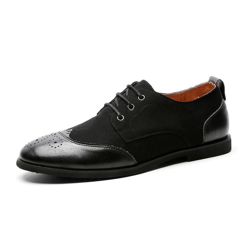Fashion Flat Bottomed Business Men's Leather Shoes Leisure British Classic Style Office Dress and Party Luxury Adult Shoes Brogue