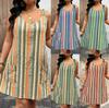 2026 Summer Fashion: Striped Sleeveless Dress with Button Pockets, Women's Casual European & American Style.