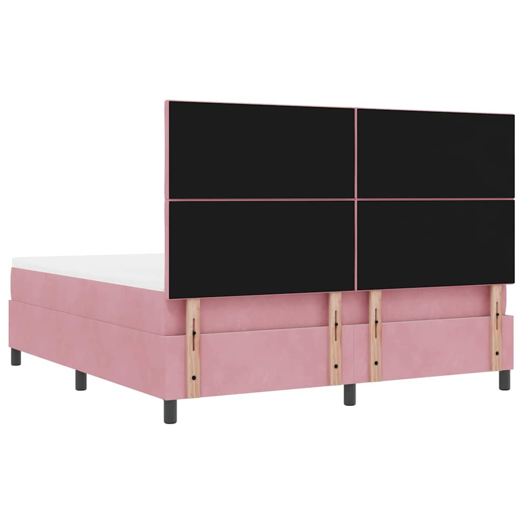 Box Spring Bed with Headboard Pink 200 x 180 cm Velvet