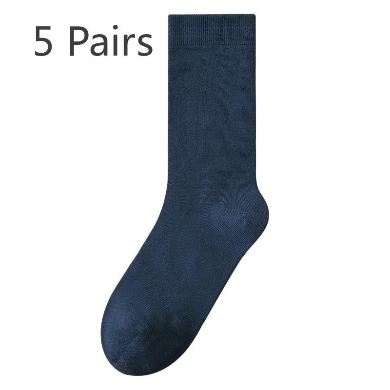 5 Paar Damen Frühling und Herbst Reine Baumwolle Einfarbig Reine Baumwolle Sport Verdickte Mittellange Socken