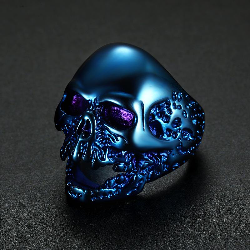 S925 Silver Ring for Men and Women, Retro Zombie Skull Ring, Hip-hop Ring