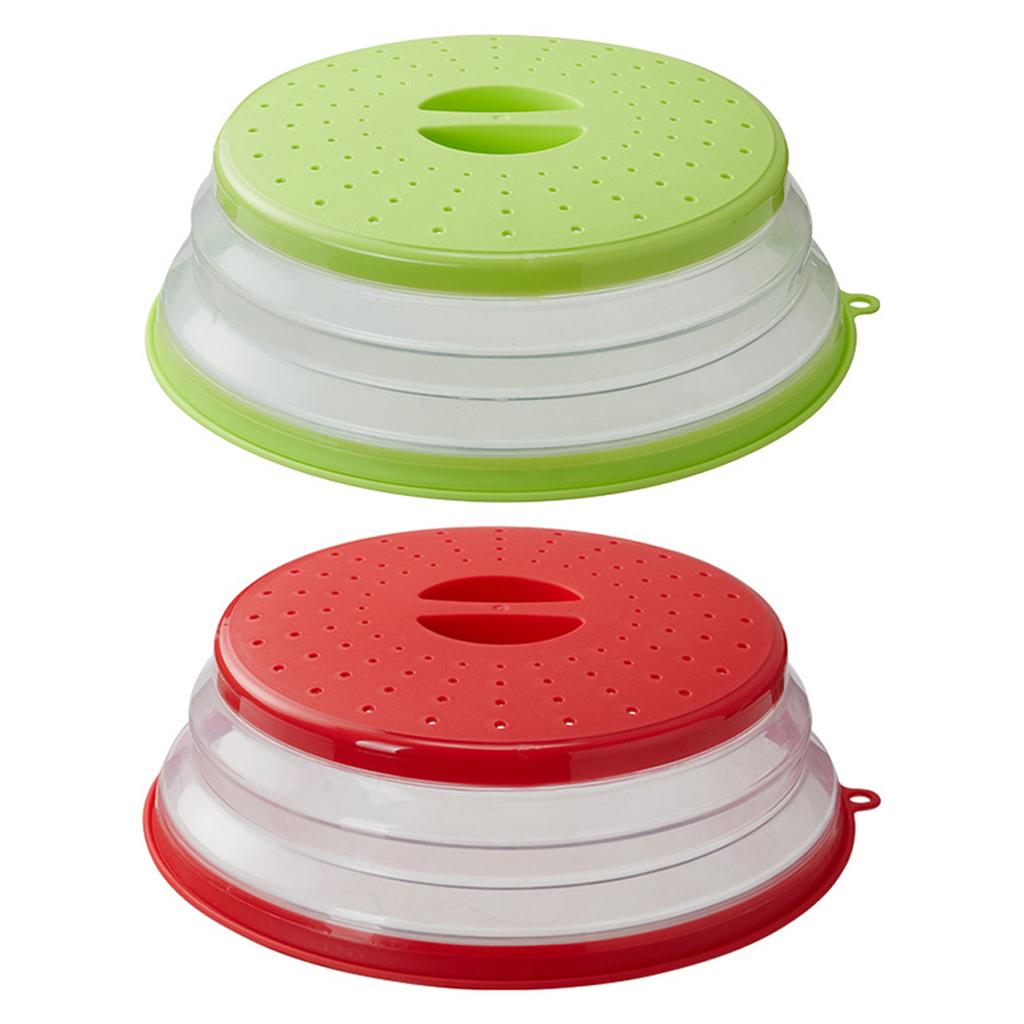 Microwave Splatter Cover Multifunctional Foldable Splatter Cover Collapsible with Handle Cold Heat Resistant Kitchen Tools