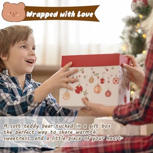 GYHWOFUL 30cm Teddy Bear Plush Toy Set with Cake & Hat, Cute Birthday Gift, Soft Stuffed Animal for Girls Boys Kids Christmas Birthday Present