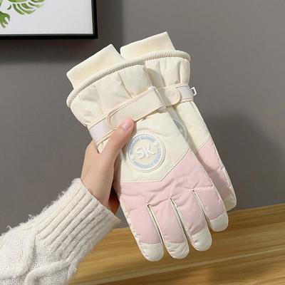 Fashion Plush Lining Ski Gloves Windproof Thick Cotton Winter Cycling Gloves Waterproof Winter Warm Gloves Winter Season