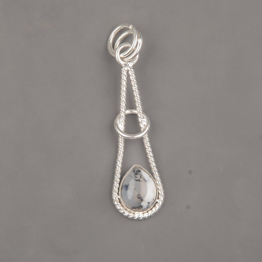 Украшения из драгоценного камня Дендритового Опала, Серебряный Кулон Ручной Работы, Ювелирные Изделия для Медитации из Стерлингового Серебра 925 пробы, Подарок для Бабушки