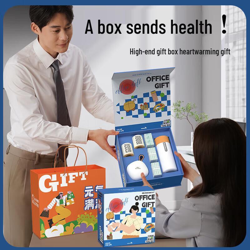 HEZHENG Office Wellness Gift Set: Head Massager, Thermos & Moxibustion Jar CN plug (adapter included)