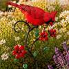 Grandma Memorial Tributes Red Bird Garden Stake, Metal Yard Art Hand Painted Lawn Flower And Ornament for Patio Pathway Site Stake