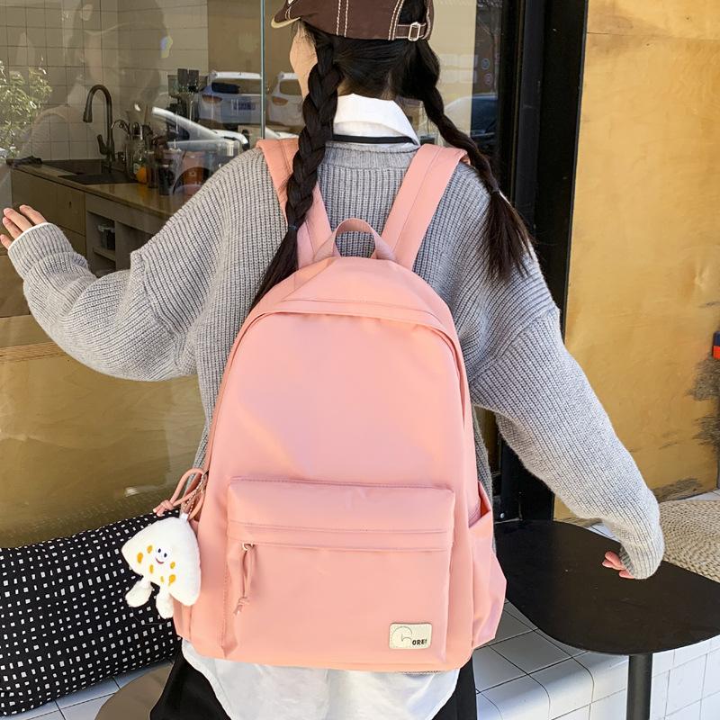 Schoolbag new ins wind Japanese soft sister schoolbag female Korean version solid color middle school student backpack light travel backpack