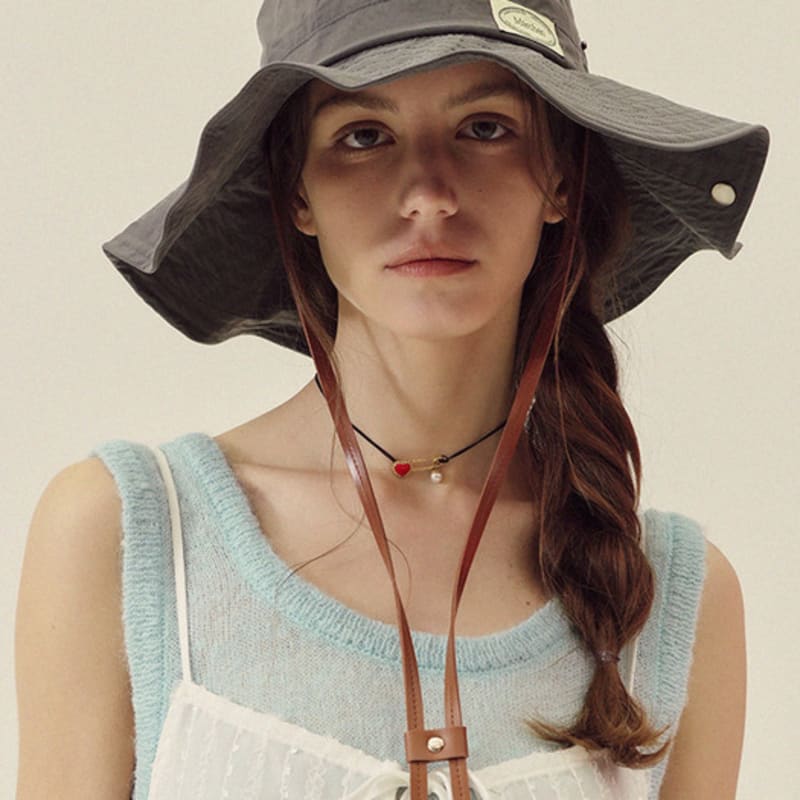 Marchen Leather Strap Safari Bucket Hat_5color