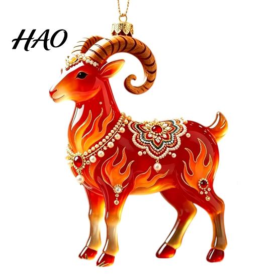 Decorative Hanging Ornaments for Tree 2PCS Christmas Goat Ornaments, 2D Acrylic Ornament Shopping Mall Pendants, Lightweight Festive Holiday