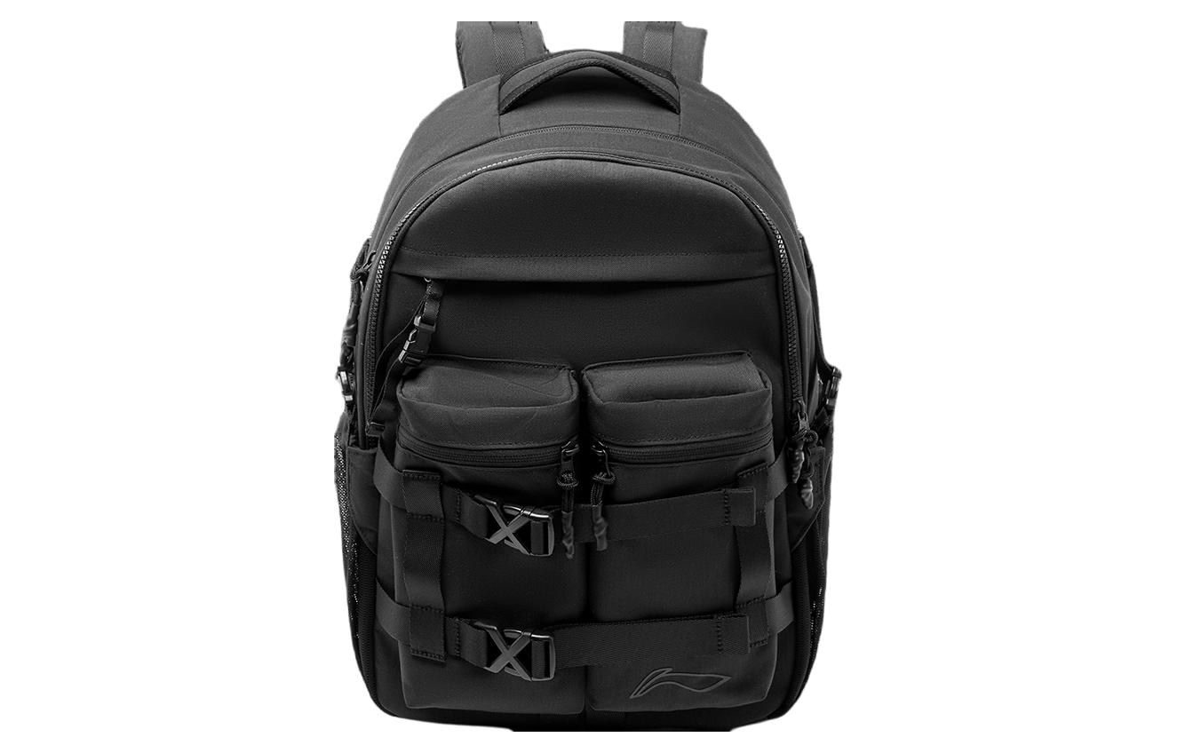 Li Ning Sports Life Collection Polyester Sports Backpack Unisex Black ABSU159-1