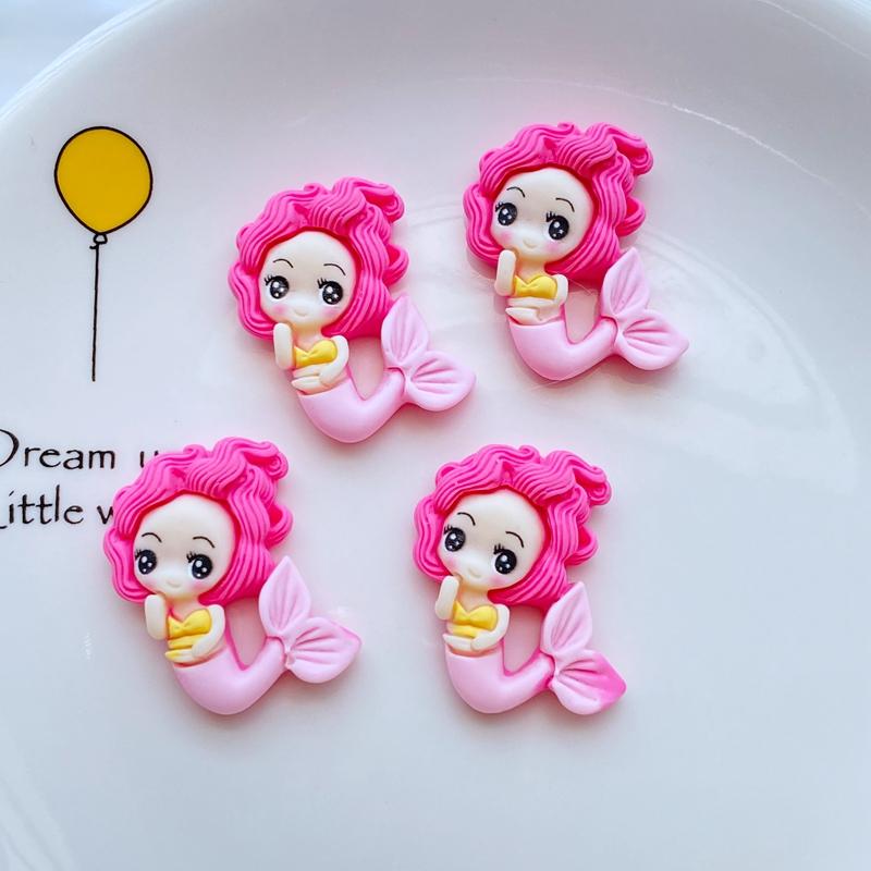 10Pcs New Kawaii Cute The Mermaid Princess Flat Back Resin Cabochons Scrapbooking DIY Jewelry Craft Decoration Accessorie