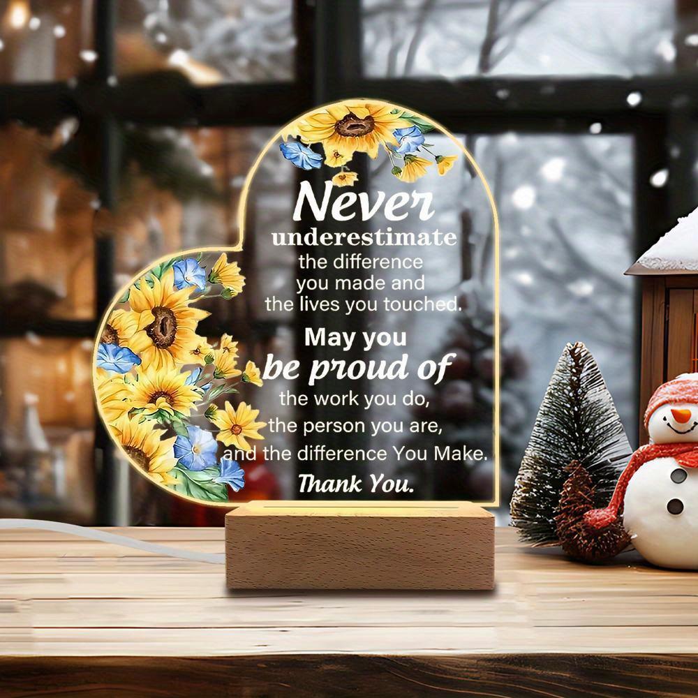

1PC Acrylic Luminous Ornament Photography Accessories, USB Base, Female Colleague Gift, Inspirational Farewell Figurines Plastic чистий
