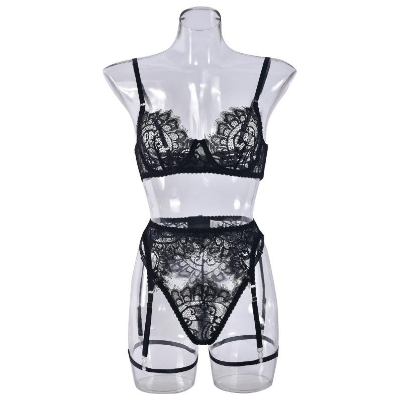 Spitze Dreipunkt Sexy Hosenträger Stahlring Set Sex Unterwäsche