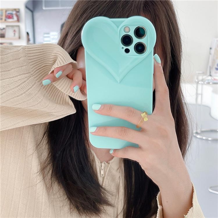 Fashion Cute Love Heart Clear Phone Case For iPhone 16 Pro Max 15 14 13 12 11 X XR XS 7 8 Plus Candy Color Soft Shockproof Cover